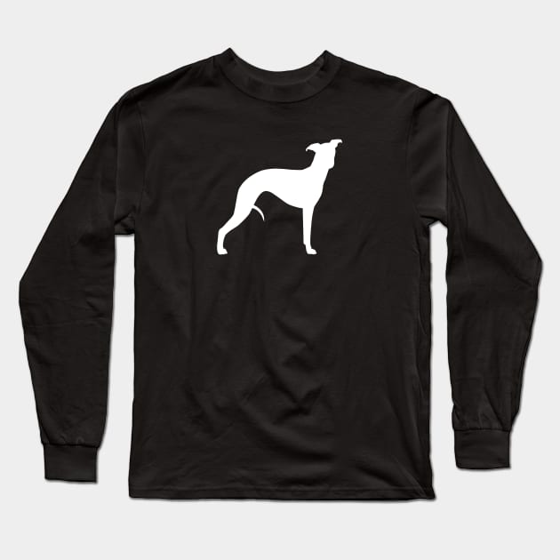 White Whippet Silhouette Long Sleeve T-Shirt by Coffee Squirrel